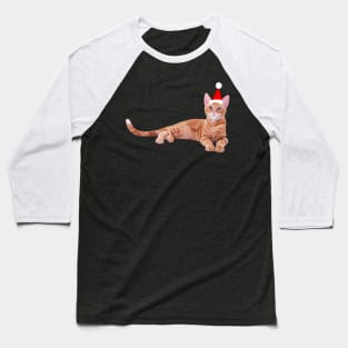 Christmas Orange Ginger Kitten Baseball T-Shirt